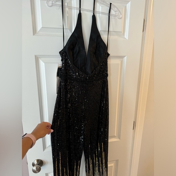 Alyce Paris Black and Gold Sequin Jumpsuit - Picture 6 of 9